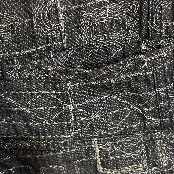 Chico's Black and White Patterned Jean Jacket - Picture 8 of 9